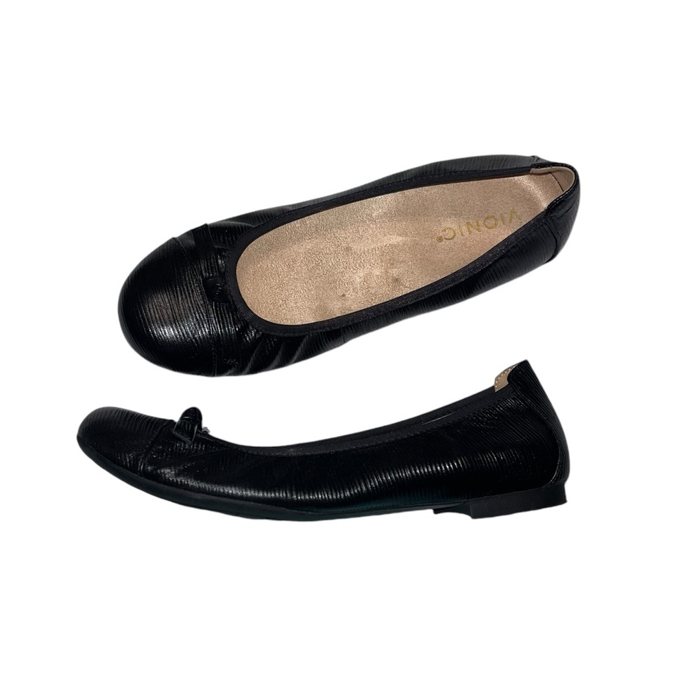 🌟EC🌟 Vionic Women’s Amorie Black Wavy Leather Slip On Flats - Size 8.5W